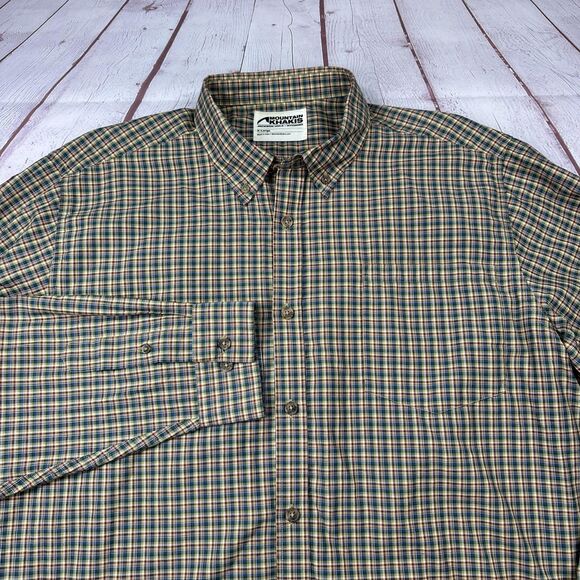 Mountain Khakis Shirt Mens XL Green Blue Plaid Button Down Long Sleeve Pocket - Picture 1 of 13